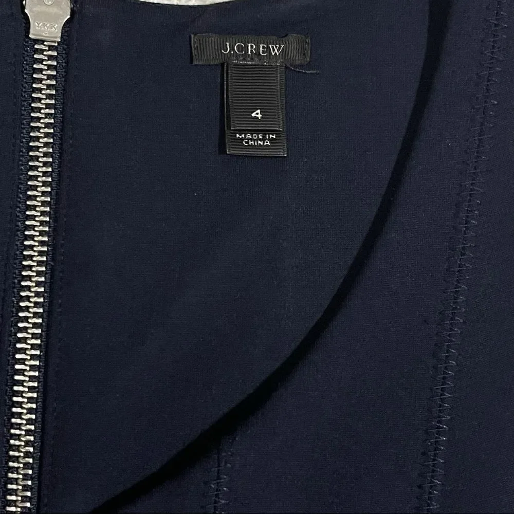 J. Crew Navy Scuba Reverse Pleats Fit & Flare Dress Sz 4